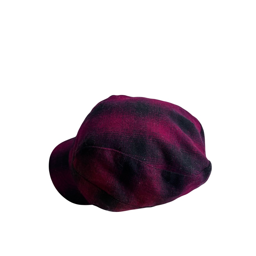 Eddie Bauer Cadet Hat L/XL Red Black Buffalo Plaid Wool Blend Mens
